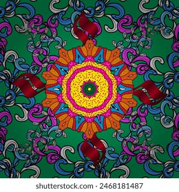 Indian floral paisley medallion pattern. Ethnic Mandala ornament. vector Henna tattoo style. Can be used for textile, greeting card, coloring book, phone case print.