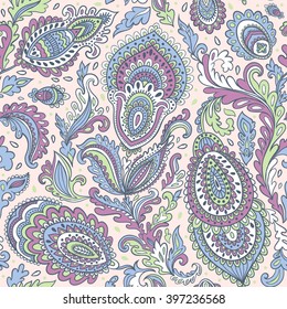 Indian floral paisley medallion pattern. Ethnic Mandala ornament. Vector Henna tattoo style. Can be used for textile, greeting card, coloring book, phone case print.
