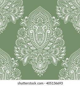 Indian floral paisley medallion pattern. Ethnic Mandala ornament. Vector Henna tattoo style. Can be used for textile, greeting card, coloring book, phone case print.