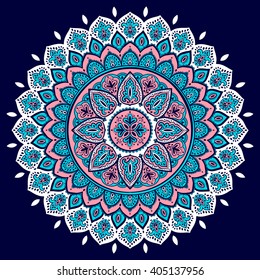 Indian floral paisley medallion pattern. Ethnic Mandala ornament. Vector Henna tattoo style. Can be used for textile, greeting card, coloring book, phone case print.