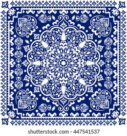 Indian floral paisley medallion pattern. Ethnic Mandala ornament. Vector Henna tattoo style. Can be used for textile, greeting card, coloring book, phone case print.