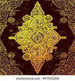 Indian floral paisley medallion pattern. Ethnic Mandala ornament. Vector Henna tattoo style. Can be used for textile, greeting card, coloring book, phone case print.
