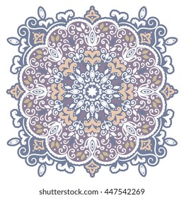 Indian floral paisley medallion pattern. Ethnic Mandala ornament. Vector Henna tattoo style. Can be used for textile, greeting card, coloring book, phone case print.