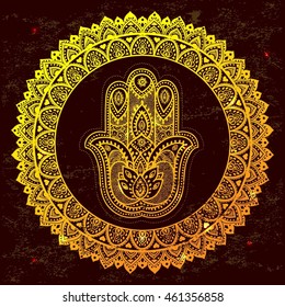 Indian floral paisley medallion pattern. Ethnic hamsa ornament. Vector Henna tattoo style. Can be used for textile, greeting card, coloring book, phone case print.