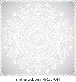 Indian floral paisley medallion pattern. Ethnic Mandala ornament. Vector Henna tattoo style. Can be used for textile, greeting card, coloring book, phone case print.