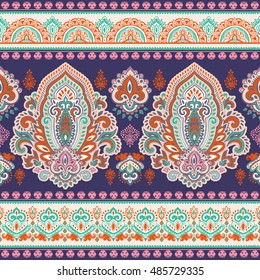 Indian floral paisley medallion pattern. Ethnic Mandala ornament. Vector Henna tattoo style. Can be used for textile, greeting card, coloring book, phone case print.