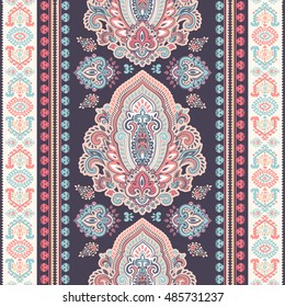 Indian floral paisley medallion pattern. Ethnic Mandala ornament. Vector Henna tattoo style. Can be used for textile, greeting card, coloring book, phone case print.