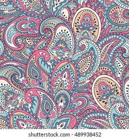 Indian floral paisley medallion pattern. Ethnic Mandala ornament. Vector Henna tattoo style. Can be used for textile, greeting card, coloring book, phone case print.