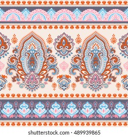 Indian floral paisley medallion pattern. Ethnic Mandala ornament. Vector Henna tattoo style. Can be used for textile, greeting card, coloring book, phone case print.
