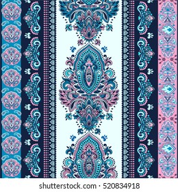 Indian floral paisley medallion pattern. Ethnic Mandala ornament. Vector Henna tattoo style. Can be used for textile, greeting card, coloring book, phone case print.