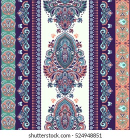 Indian floral paisley medallion pattern. Ethnic Mandala ornament. Vector Henna tattoo style. Can be used for textile, greeting card, coloring book, phone case print.