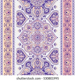 Indian floral paisley medallion pattern. Ethnic Mandala ornament. Vector Henna tattoo style. Can be used for textile, greeting card, coloring book, phone case print.