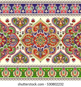 Indian floral paisley medallion pattern. Ethnic Mandala ornament. Vector Henna tattoo style. Can be used for textile, greeting card, coloring book, phone case print.