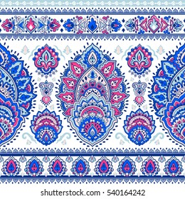 Indian floral paisley medallion pattern. Ethnic Mandala ornament. Vector Henna tattoo style. Can be used for textile, greeting card, coloring book, phone case print.