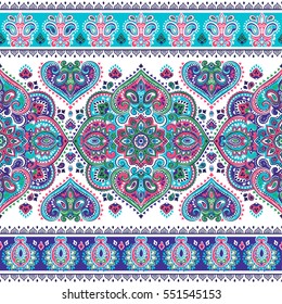 Indian floral paisley medallion pattern. Ethnic Mandala ornament. Vector Henna tattoo style. Can be used for textile, greeting card, coloring book, phone case print.