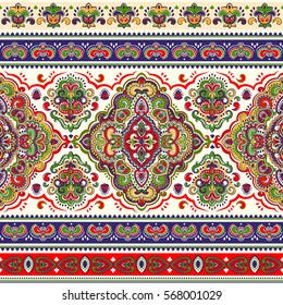 Indian floral paisley medallion pattern. Ethnic Mandala ornament. Vector Henna tattoo style. Can be used for textile, greeting card, coloring book, phone case print.