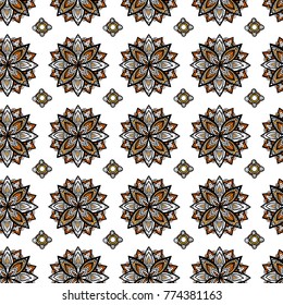 Indian floral paisley medallion pattern. Ethnic Mandala ornament. Vector Henna tattoo style. Can be used for textile, greeting card, coloring book, phone case print.
