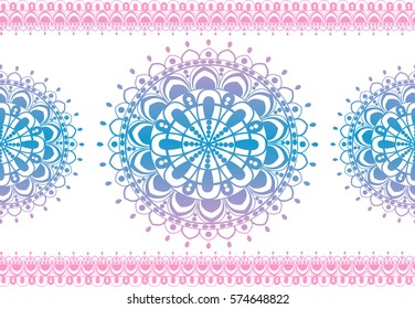 Indian floral paisley medallion seamless pattern. Ethnic Mandala seamless pattern.