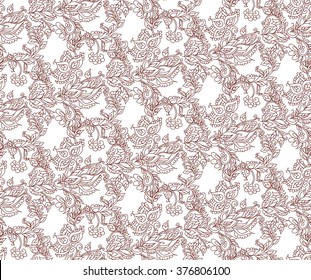 Indian floral seamless background pattern. Vector illustration hand drawn.