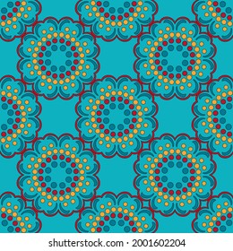 Indian floral seamless ornament pattern. Pattern with mandalas.  Can be used for textile, greeting business card background, coloring book, phone case print