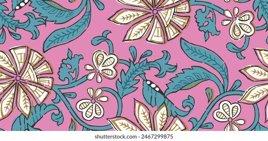 Indian Floral Seamless Pattern All over print Vector Illustration