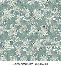 Indian floral seamless pattern in batik style