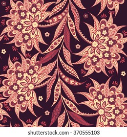 Indian floral seamless pattern in batik style