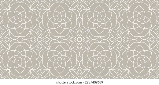 Indian floral seamless pattern with intersecting line flower vector illustration