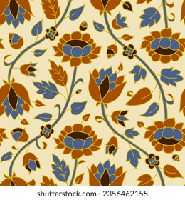 Indian Floral Seamless Vector