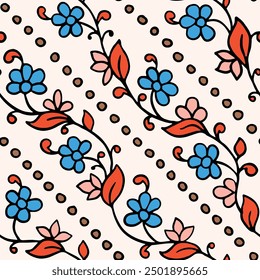 Patrón indio floral de Vector sin costuras, Antiguas Oriental flores Motif impresión para la tela de Chintz o Batik Indonesia Sarong, diseño Arabesque para manta, Fondo de pantalla, alfombra, textil, ropa