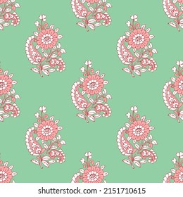 Indian Flower Block Print Seamless Design Stock Vector (Royalty Free ...