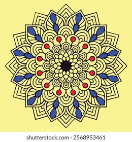 Indian flower mandala art, Mandala art biik vector illustration