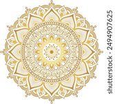 Indian flower mandala art with luxury golden circle frame transparent vintage gold circular pattern	