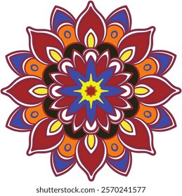 Indian flower mandala art with luxury, beautiful mandala colour vector