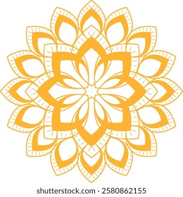 Indian flower mandala art with luxury golden circle frame transparent vintage gold circular pattern