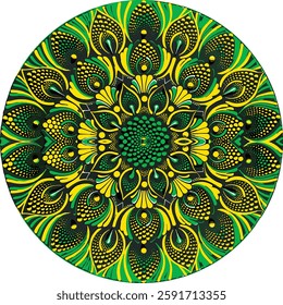Indian flower mandala art with luxury colorful circle frame, Rangoli design, floral circular pattern. Ornament for decoration, spiritual decor, festivities, bright colors. Isolated on black background