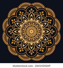 Indian flower mandala art with luxury golden circle frame transparent vintage gold circular pattern	