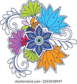 Indian flower mandala art vector illustration