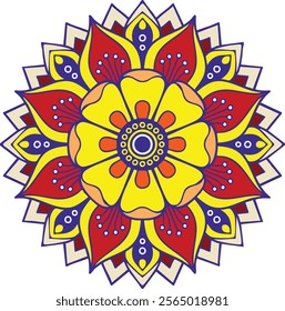 Indian flower mandala art vector illustration