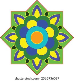 Indian flower mandala colour art vector illustration