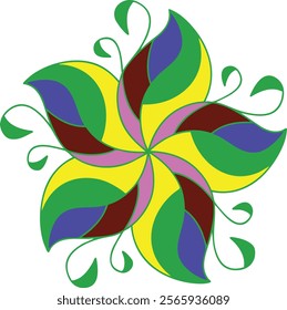 Indian flower mandala colour art vector illustration