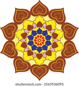 Indian flower mandala colour art vector illustration