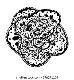 Indian flower mandala in vector. Bo ho style