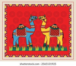 Indian Folk Art: Camel Motif in Exquisite Madhubani Painting. Madhubani art, Mithila painting, Indian folk art, Madhubani camel.