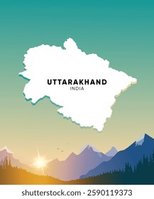 Indian folk festival Phool Dei celebrated in Uttarakhand, India. Map made with flowers, vector design