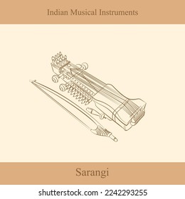 indian folk music instruments line drawing vector