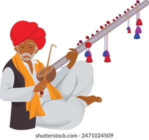 Indian folk musician, Vector design of artist playing folk music