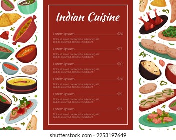 Indian Food Banner Design with Dinner Dish Served on Plate Vector Template