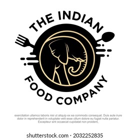 Indian food company logo design. Indian Restaurant logo design vector. Food guru logo template design with a fork and pan. Indian food delivery logo design. 