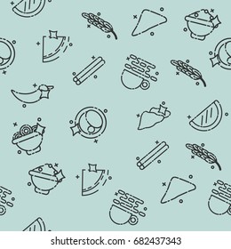 Indian food concept pattern. Indian food brand elements.